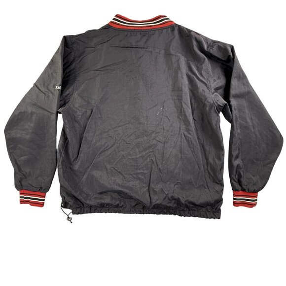 Fire Dept Pullover Jacket Mens Medium Black V Neck Windbreaker Lined Embroidered - Picture 2 of 16